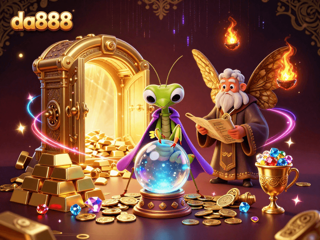 Experience the engaging da888 fortune teller scene with colorful treasures and animated oracles.