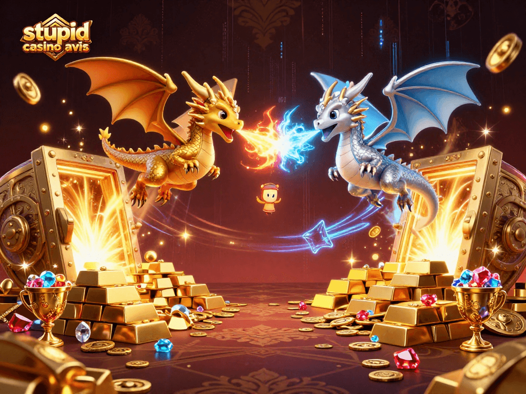 Examinez notre avis sur Stupid Casino avec des dragons de jeu et des trésors éclatants.