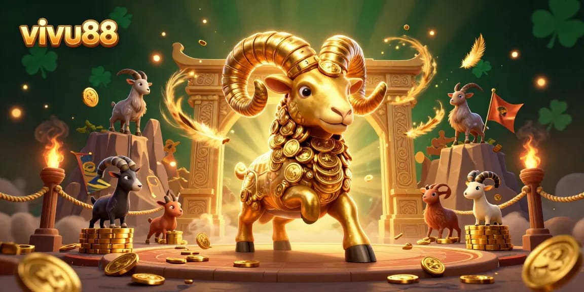 Experience vivu88 with dynamic action featuring a golden ram in an exciting cockfighting arena.