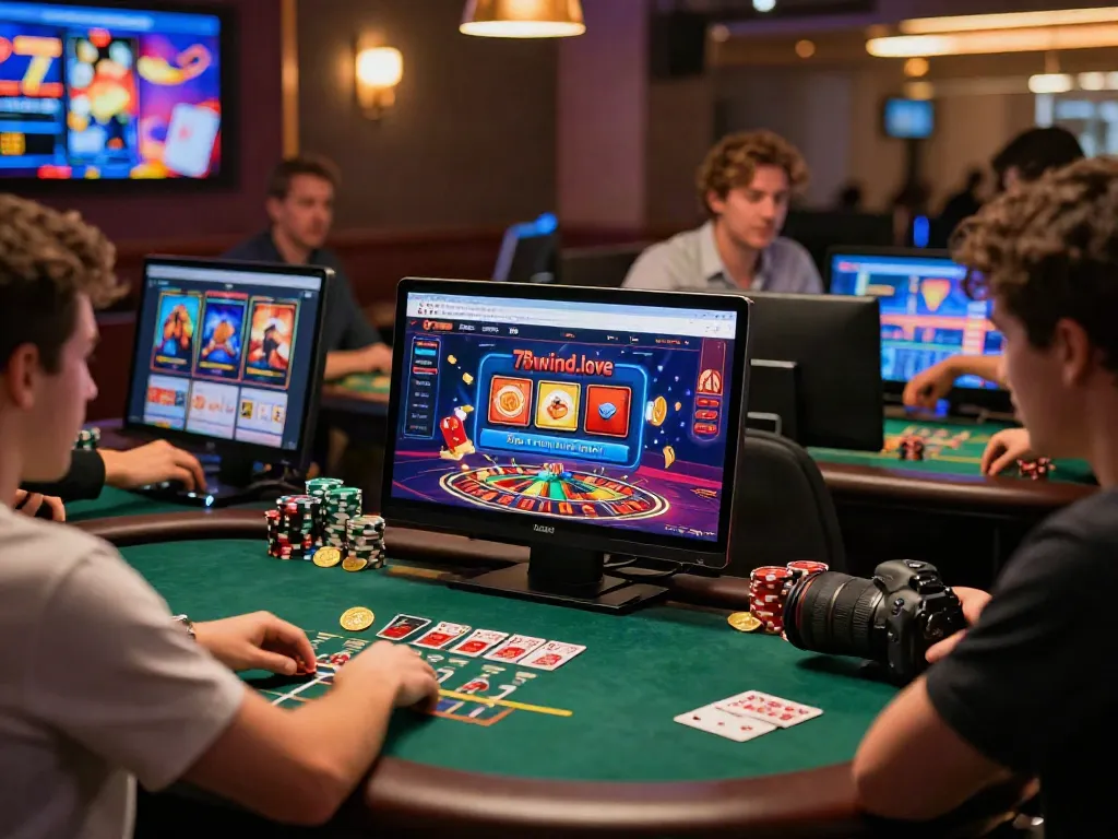 Engaging online gaming scene showcasing 78wind.love's vibrant casino interface and players immersed in play.