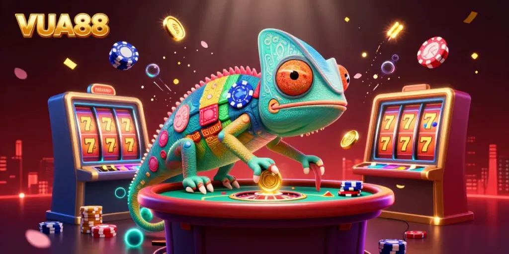 Experience thrilling gaming at VUA88 with a vibrant casino atmosphere showcasing slots and exciting winnings.