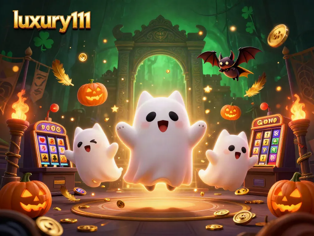 Experience thrilling gaming action at luxury111 featuring ghostly characters and glowing slots