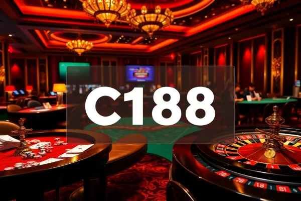 Experience C168 casino excitement with vibrant playing cards and roulette wheels.