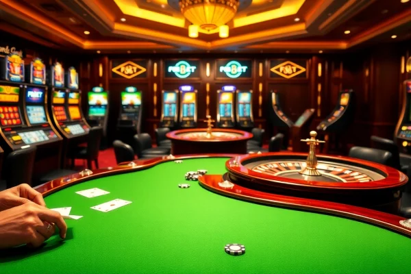 Experience the excitement of F8BET.com with a luxurious poker scene and vibrant slot machines.