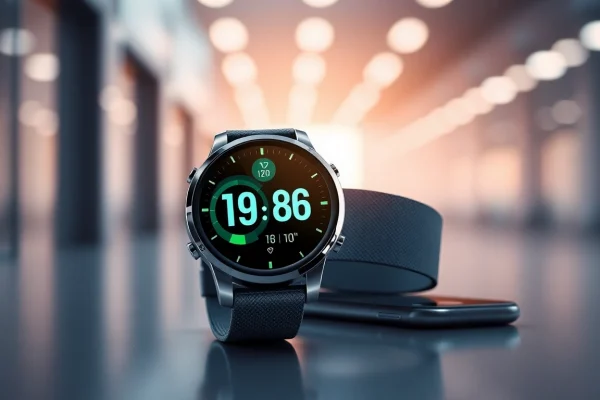 LC88 smartwatch displayed in close-up with health metrics, showcasing modern design and technology.