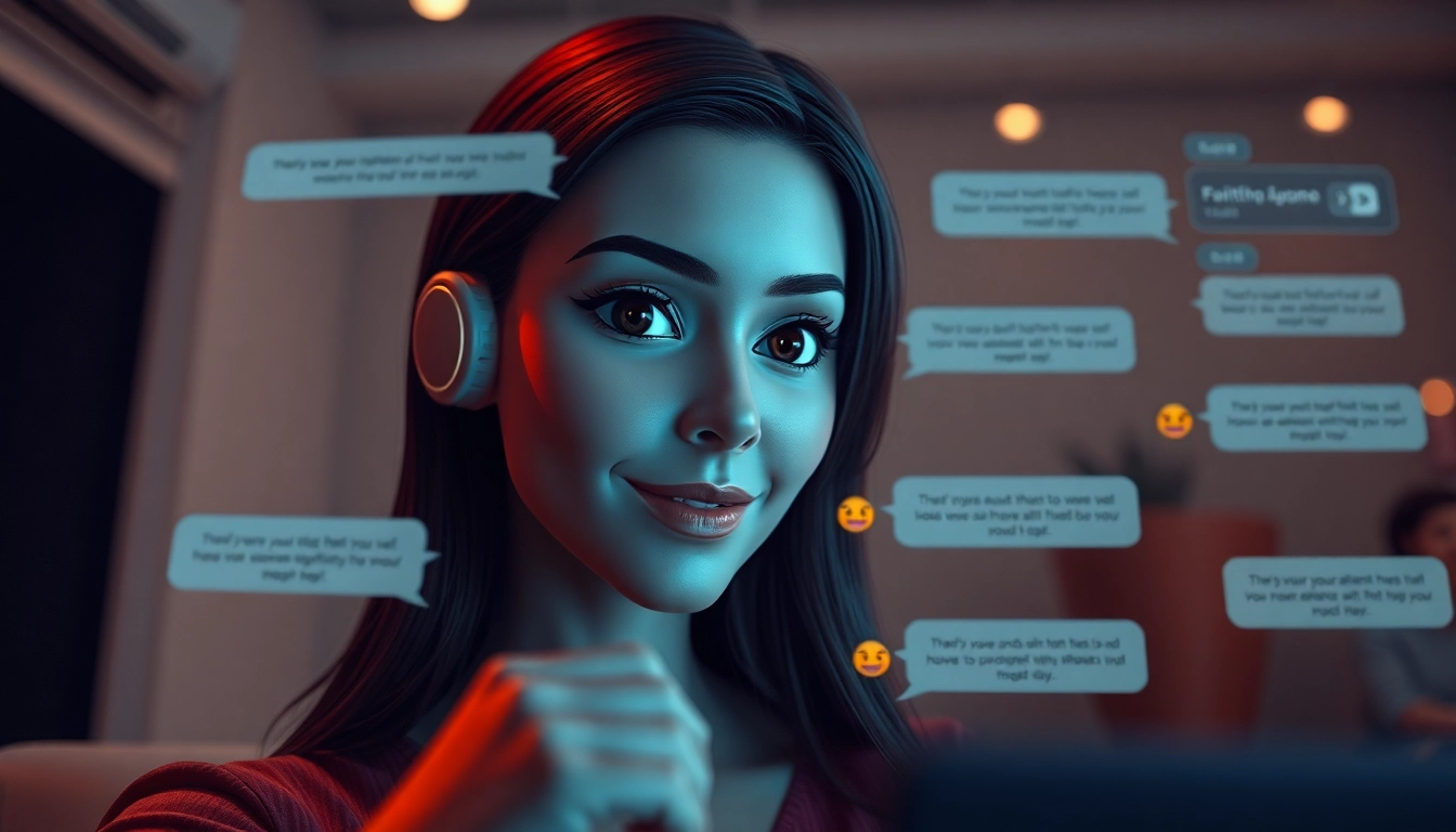 Porn AI chat featuring a charismatic AI character in a modern virtual interface, inviting intimate conversations.
