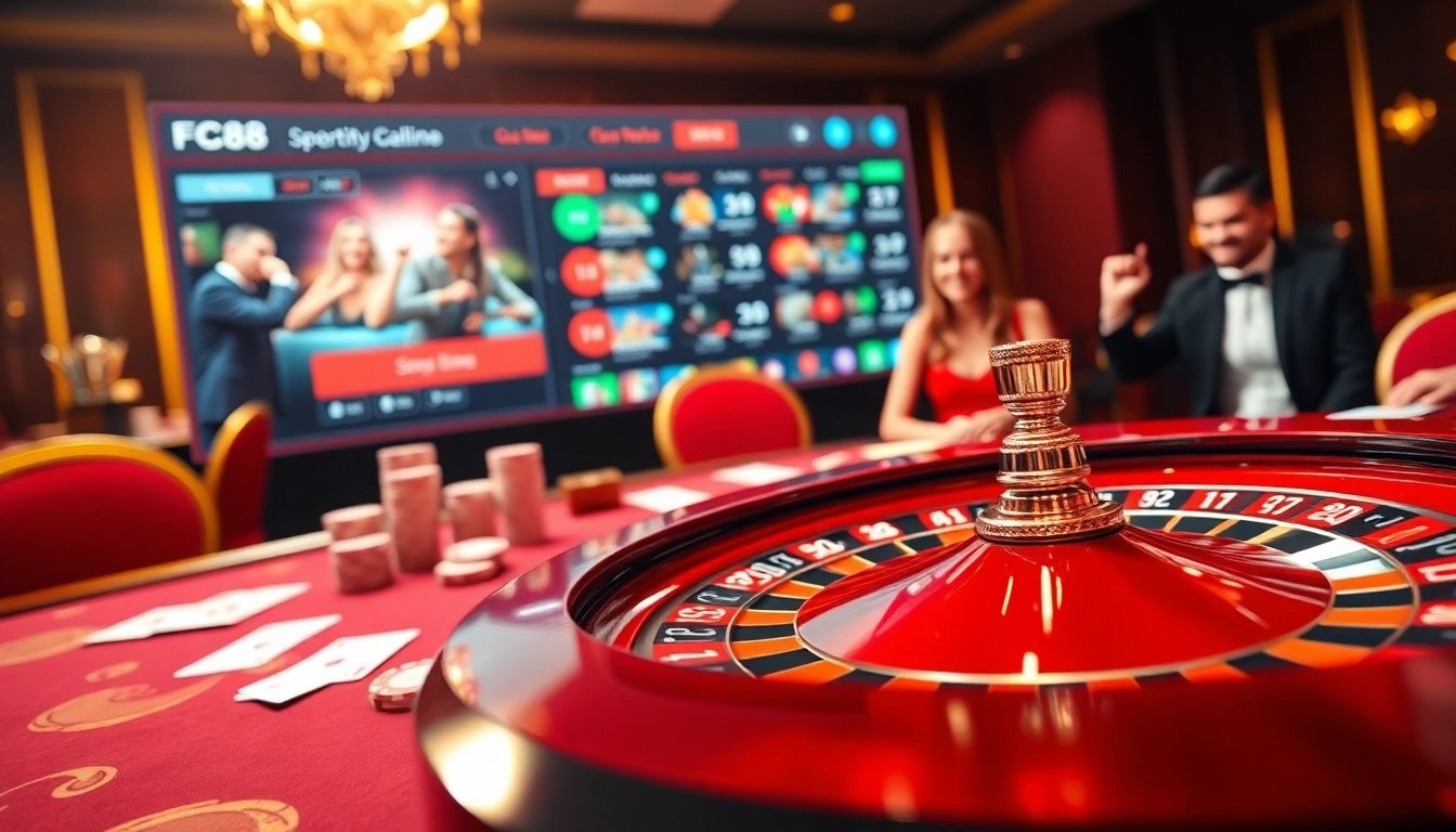 Experience the thrill of gambling at Nhà cái fc88 with a luxurious roulette setup and vibrant betting options.