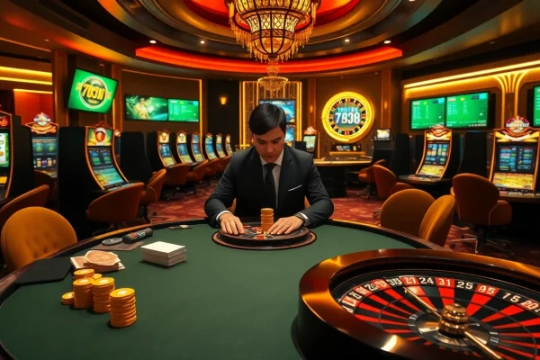 Bets being placed at nhà cái 789BET poker table, enhancing the thrill of online gambling.