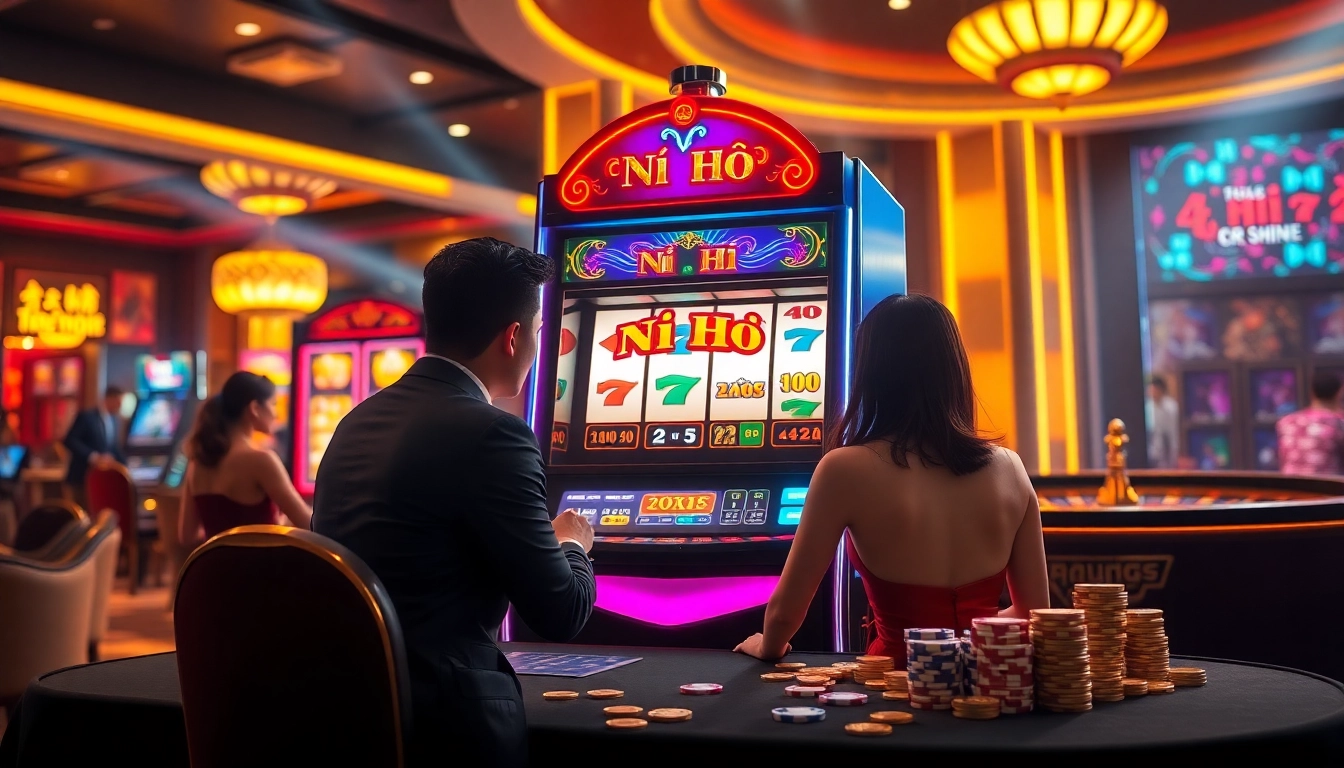 Nổ hũ slot machine attracts gamblers with bright lights and exciting gameplay.