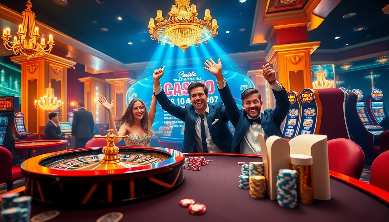 Experience the excitement of online gaming at trang chủ 88aa with lively casino elements and players celebrating wins.
