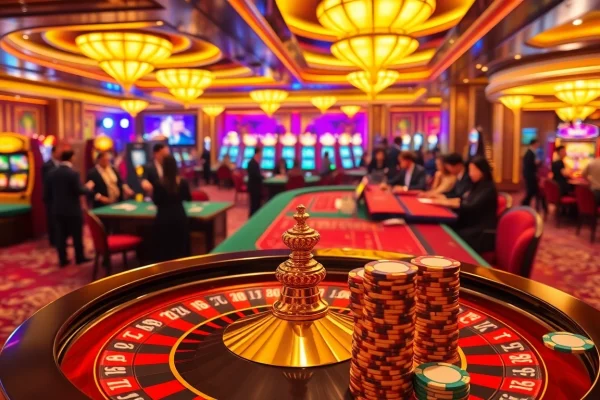 Experience the thrilling action at Trang chủ X88 with vibrant slot machines and elegant casino tables.