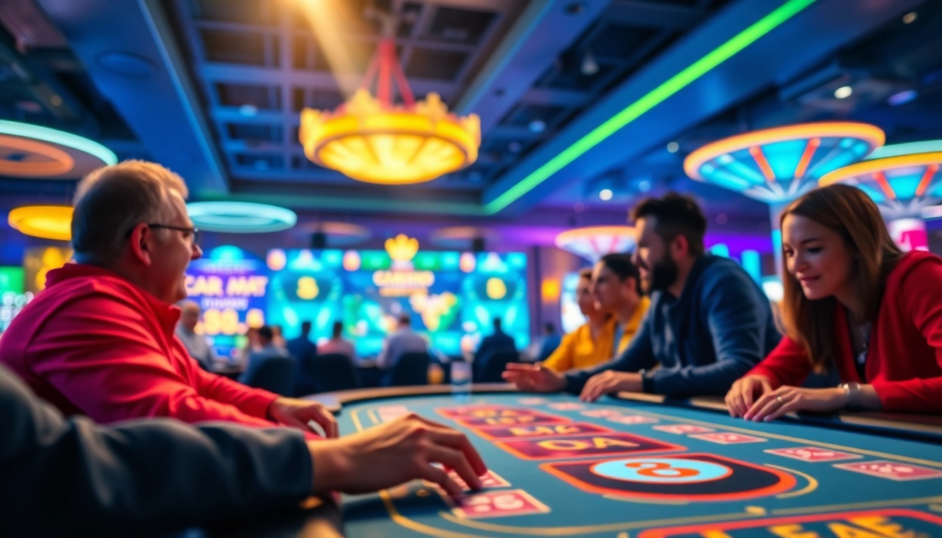 Casino en ligne players engaged in interactive games at a virtual poker table.