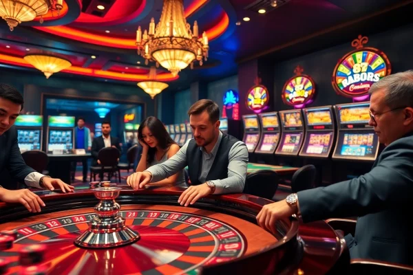 Experience the excitement of gambling at rr88.com with players engaged in thrilling roulette bets and vibrant casino ambiance.