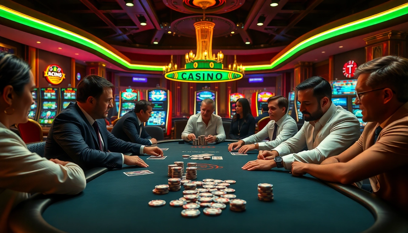 Engaged players at sleek gaming tables represent the excitement of crypto casinos.