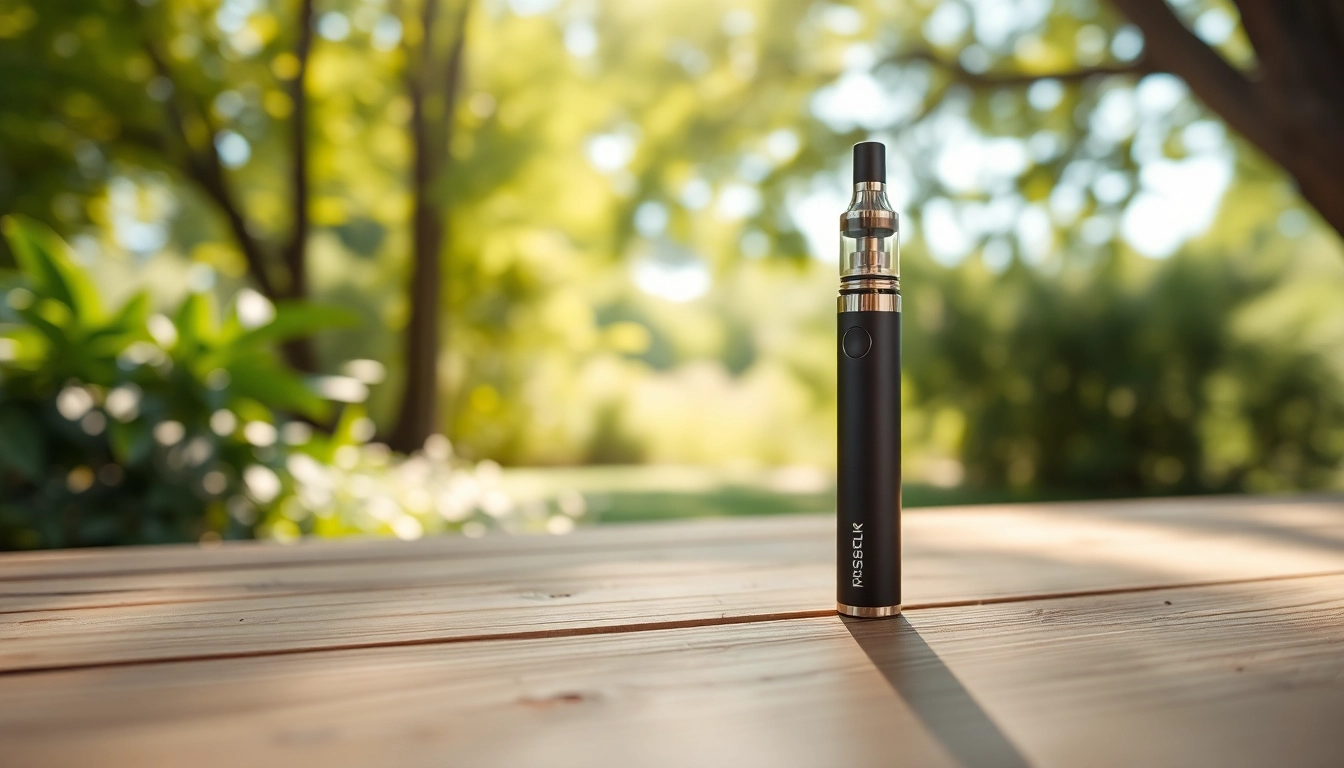 Buy DMT near me with a focus on a sleek DMT vape pen set in a tranquil natural environment.
