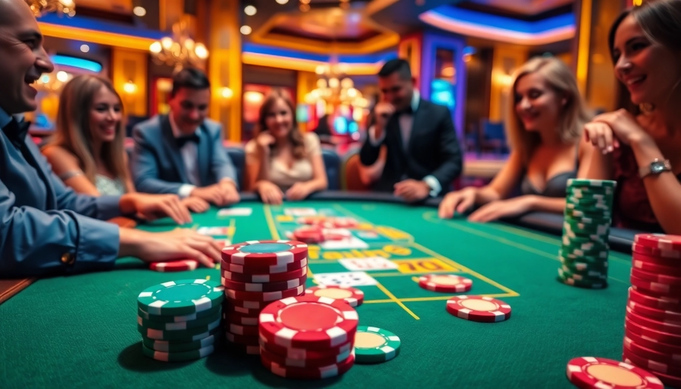 Jouer à des jeux de casino en ligne captivants avec des cartes et des jetons colorés.