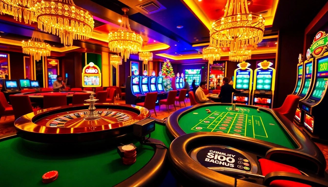 Gamble and win big at https://gk88.city/: Exciting online casino atmosphere featuring roulette and poker tables.