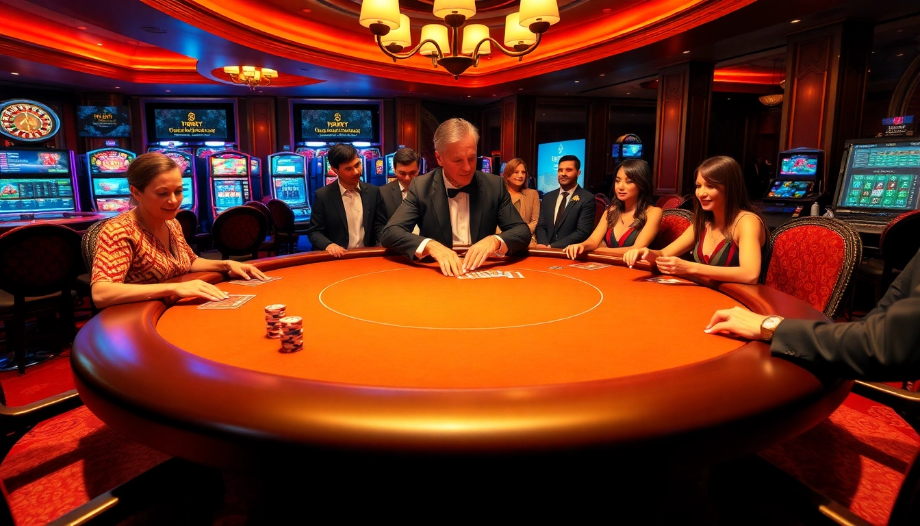 Players engaging in an exciting game at IWIN68's luxurious poker table, highlighting the thrill of gambling.