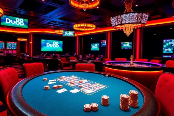 Experience thrilling gameplay at Du88 with vibrant casino visuals and dynamic gaming elements.
