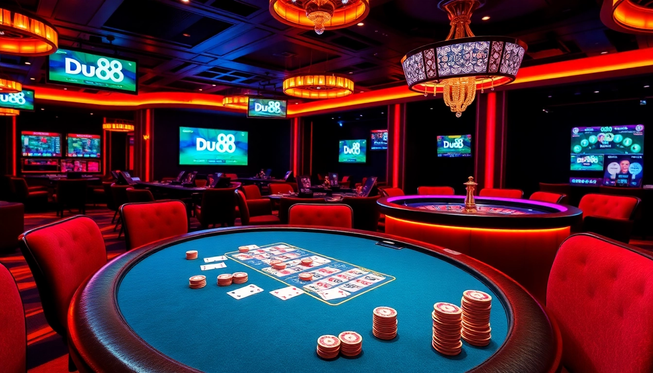Experience thrilling gameplay at Du88 with vibrant casino visuals and dynamic gaming elements.
