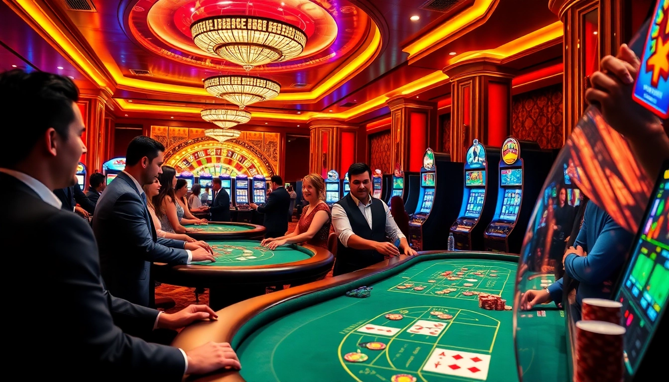 Exciting scene showcasing the meilleur casino en ligne with vibrant slot machines and engaging players.