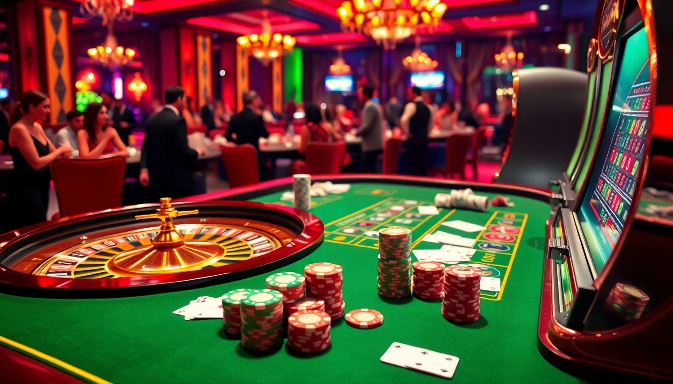 Experience the thrill of meilleur casino en ligne français with vibrant gaming elements and luxurious decor.