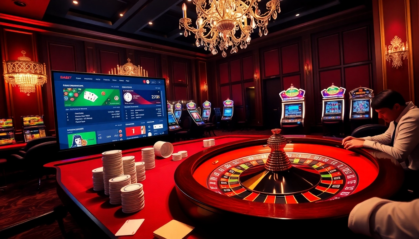 Dabet bóng đá betting experience with an elegant casino table and high-stake action.