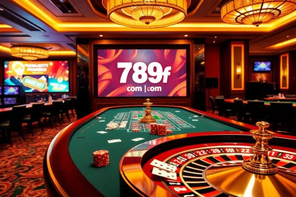 Experience the thrill of gambling at 789f com with a vibrant casino setting showcasing poker and roulette.