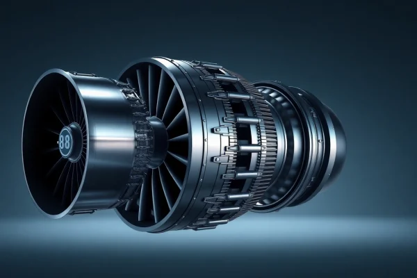 Detail of the innovative Kuznetsov NK 88 turbofan engine showcasing advanced engineering.