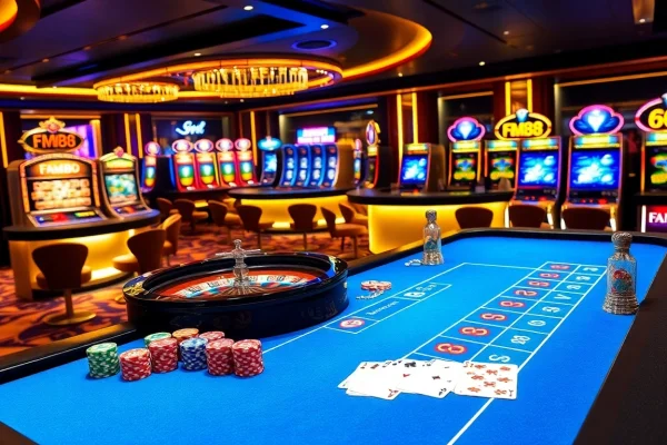 Experience thrilling excitement at FM88 with vibrant casino games and stylish decor.