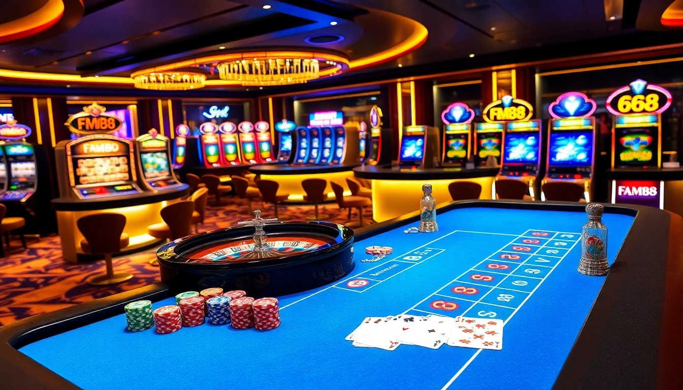 Experience thrilling excitement at FM88 with vibrant casino games and stylish decor.