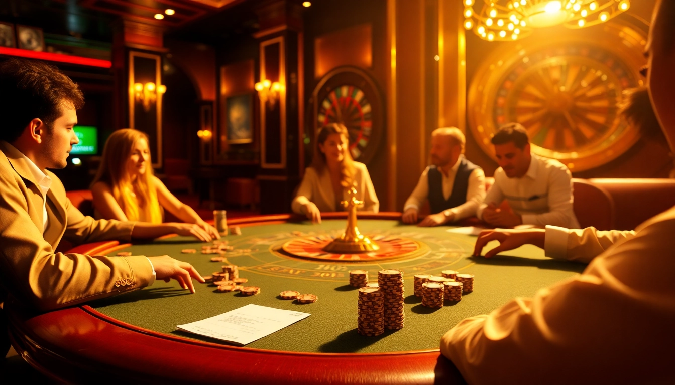 Winning at poker in a luxurious casino setting at https://s8ok.com/, with chips and a roulette wheel.