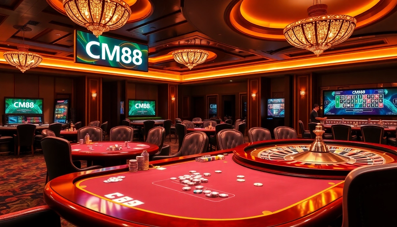 Engage with CM88 at a vibrant casino table filled with chips and cards.