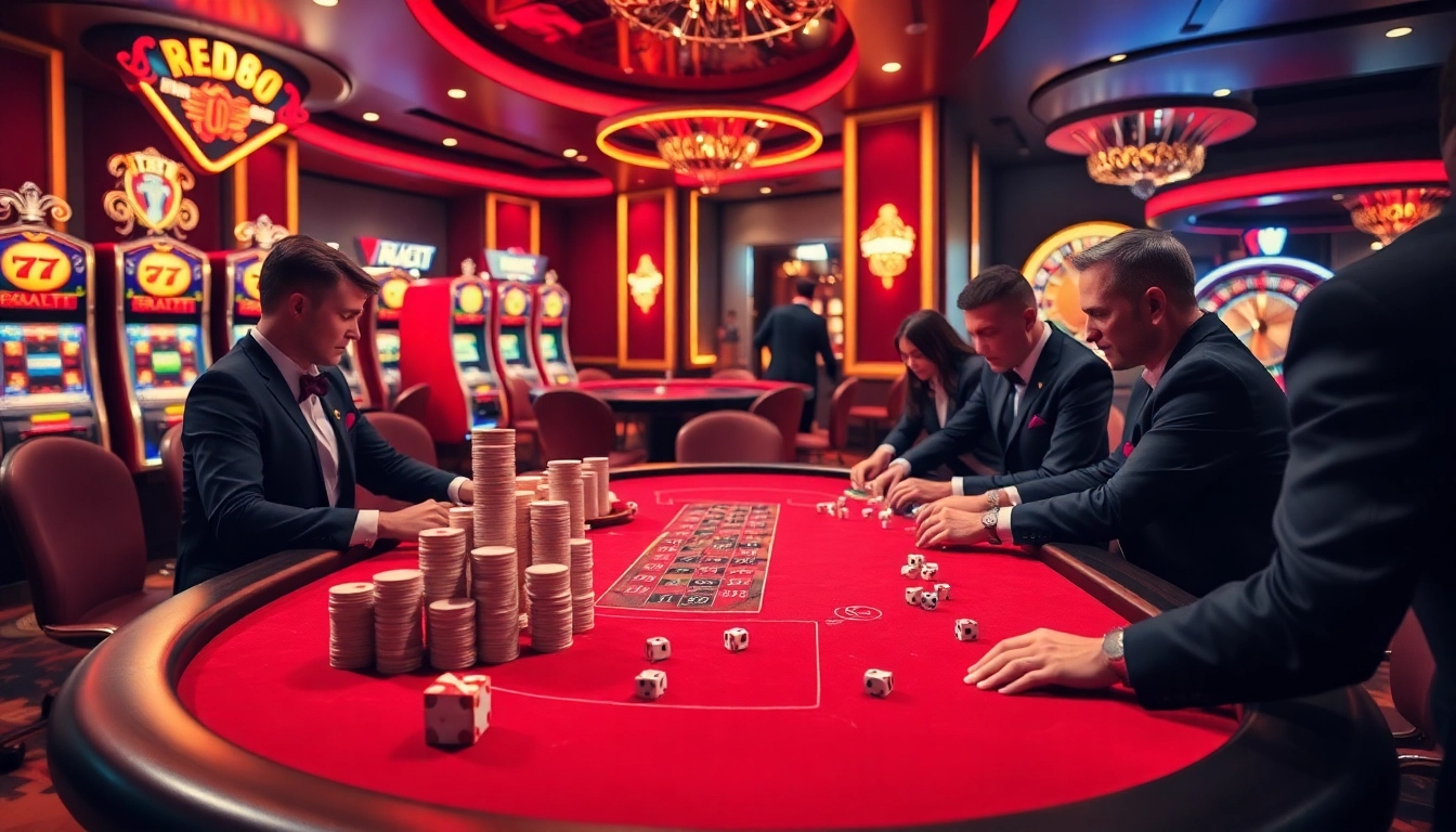 Engaging gamblers at https://red88.day/ with a luxurious casino experience featuring poker and roulette.