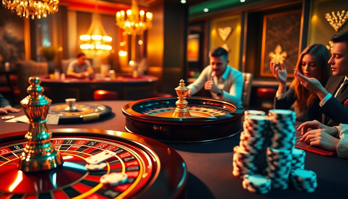 Experience the thrill of casino en ligne Français with dynamic gameplay at a luxurious table featuring chips and cards.