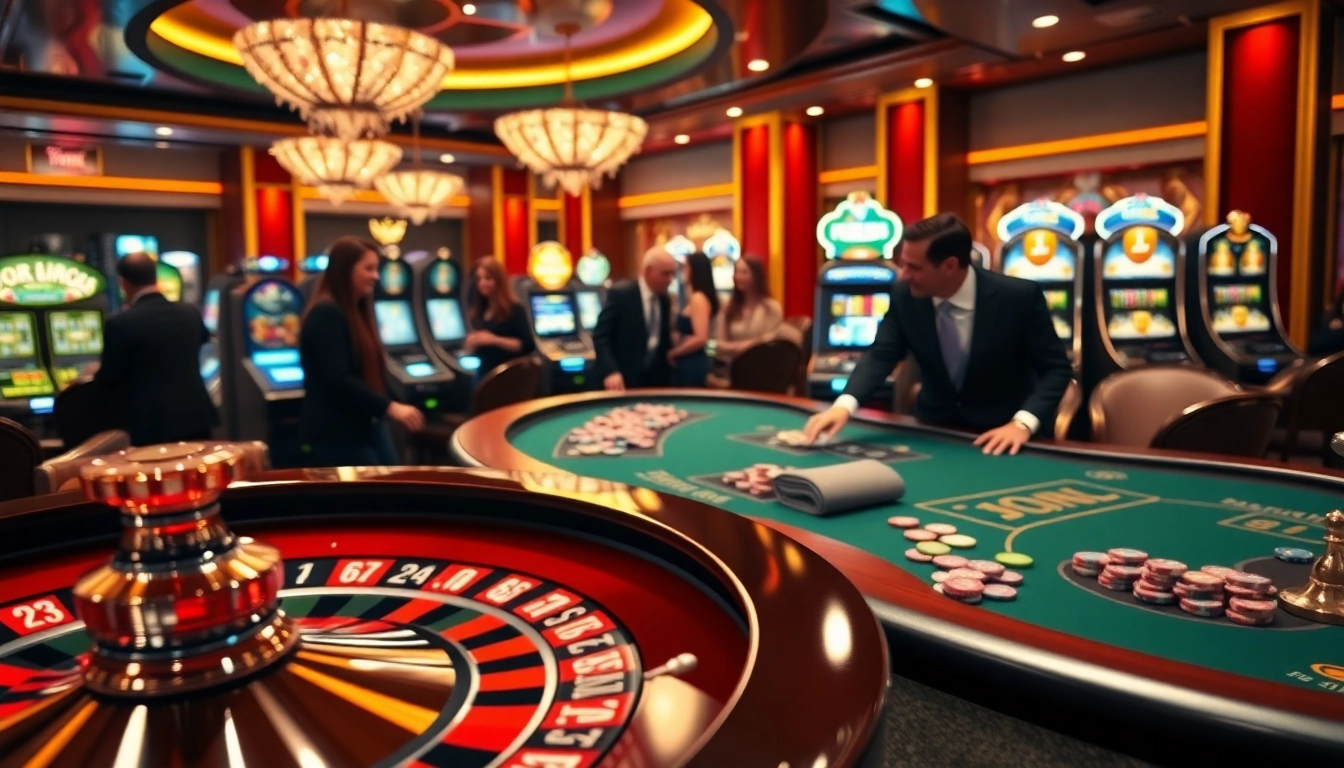 Engaging players enjoy their experience at https://fly88seo.com/ with roulette and vibrant slot machines.