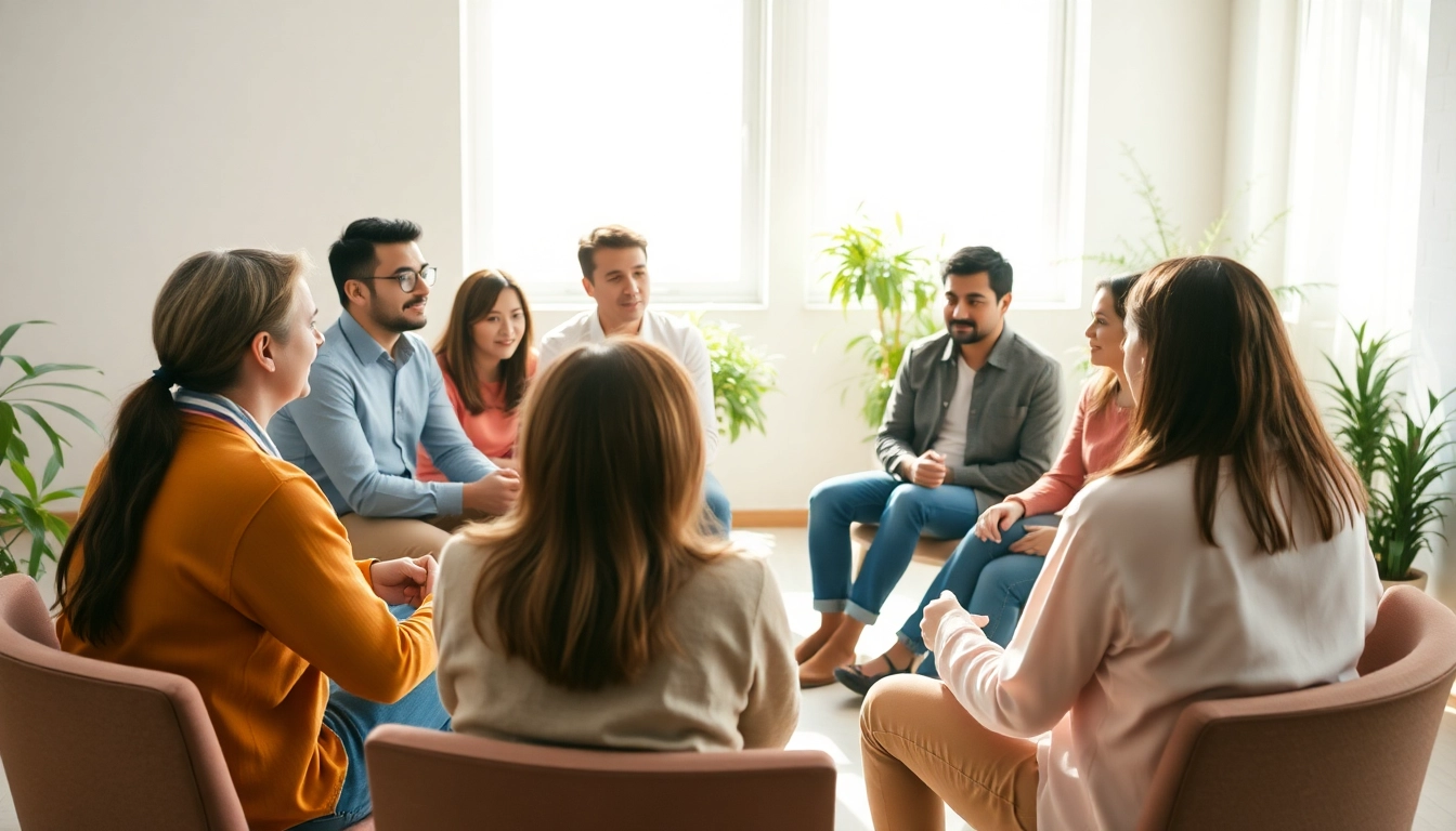 Des participants d'Alcooliques Anonymes discutent dans un cadre chaleureux.