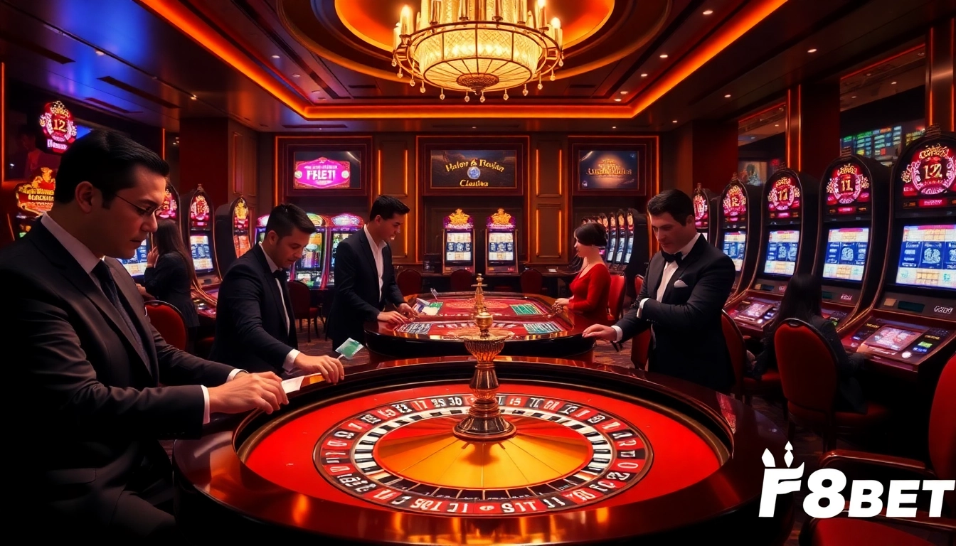 Experience the excitement of F8BET with professional players at a luxurious casino table.