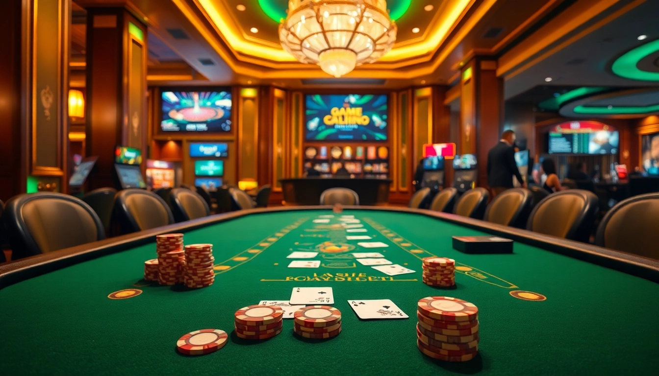 Playing a thrilling Game bài đổi thưởng with colorful chips on an elegant casino table.