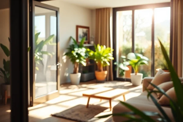 Installation de la porte fenêtre moustiquaire avec un design élégant dans une pièce moderne.