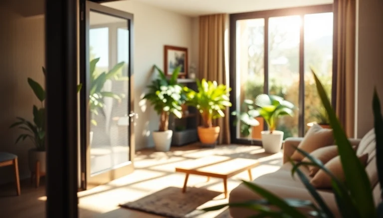 Installation de la porte fenêtre moustiquaire avec un design élégant dans une pièce moderne.