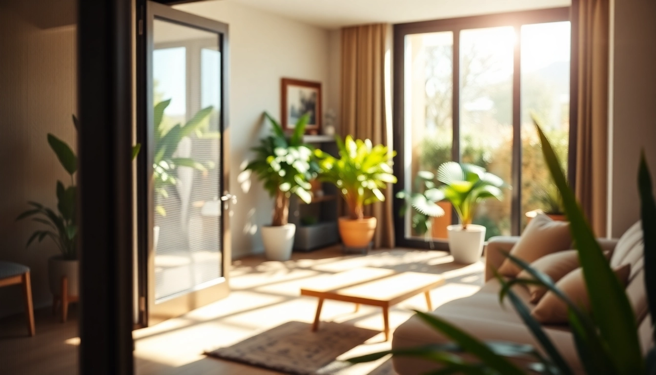 Installation de la porte fenêtre moustiquaire avec un design élégant dans une pièce moderne.