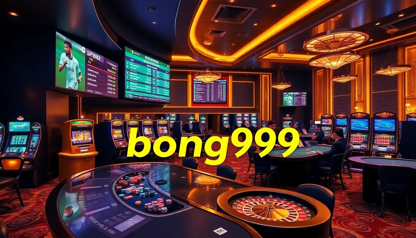 Bong99 offers an exciting sports betting experience with high-tech tables and vibrant casino elements.