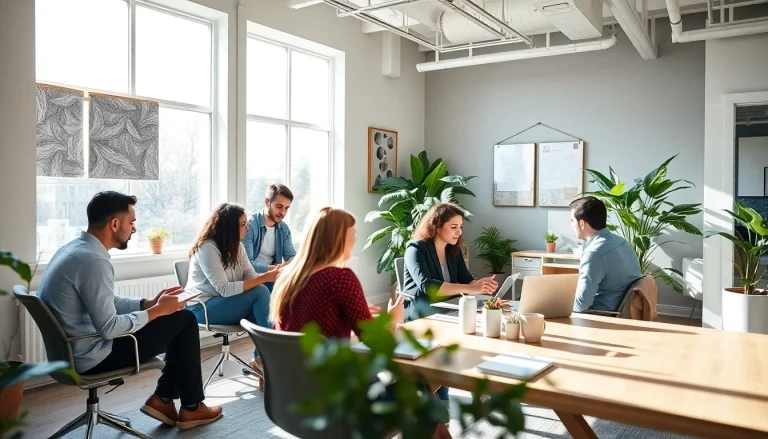 Agence de branding dynamique avec une équipe collaborative en pleine session de brainstorming.