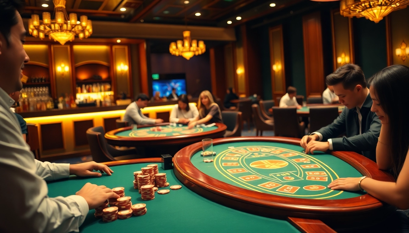 Profitez du casino en ligne retrait immédiat avec des joueurs autour de tables élégantes.
