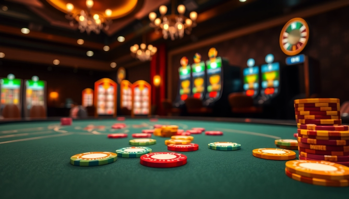 Jouez au casino en ligne retrait immédiat avec des machines à sous lumineuses et des jetons colorés. related image