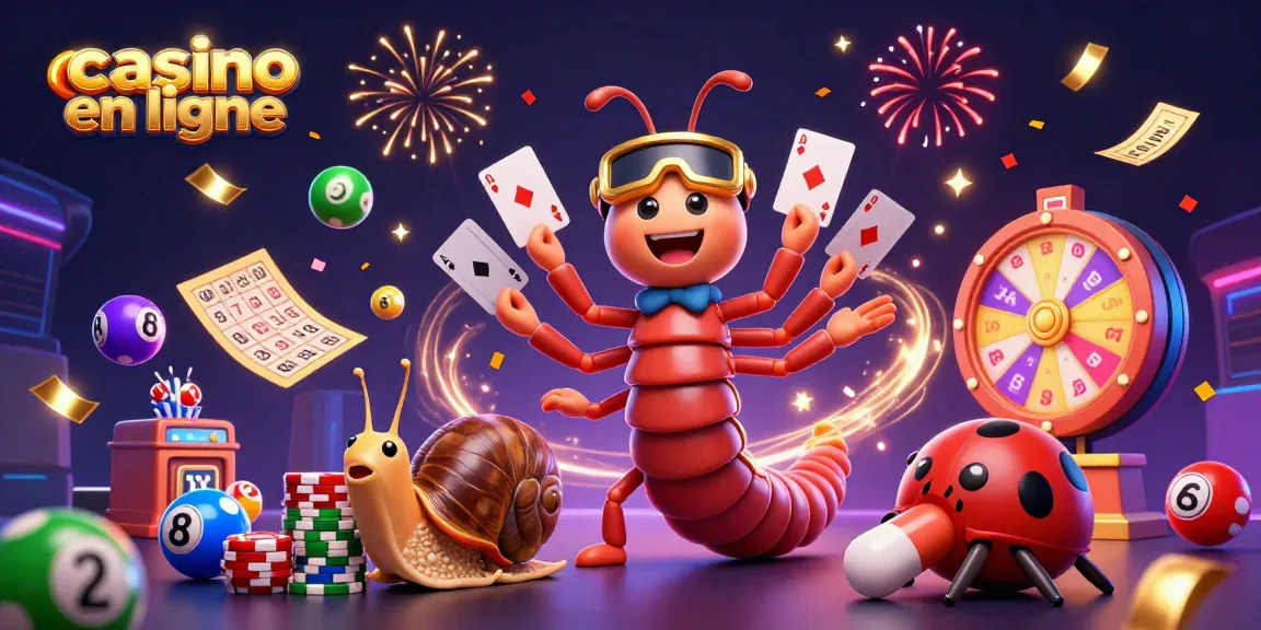 Jouez au casino en ligne avec une illustration dynamique montrant un dealer cartoon aux mille mains et un escargot gros joueur.