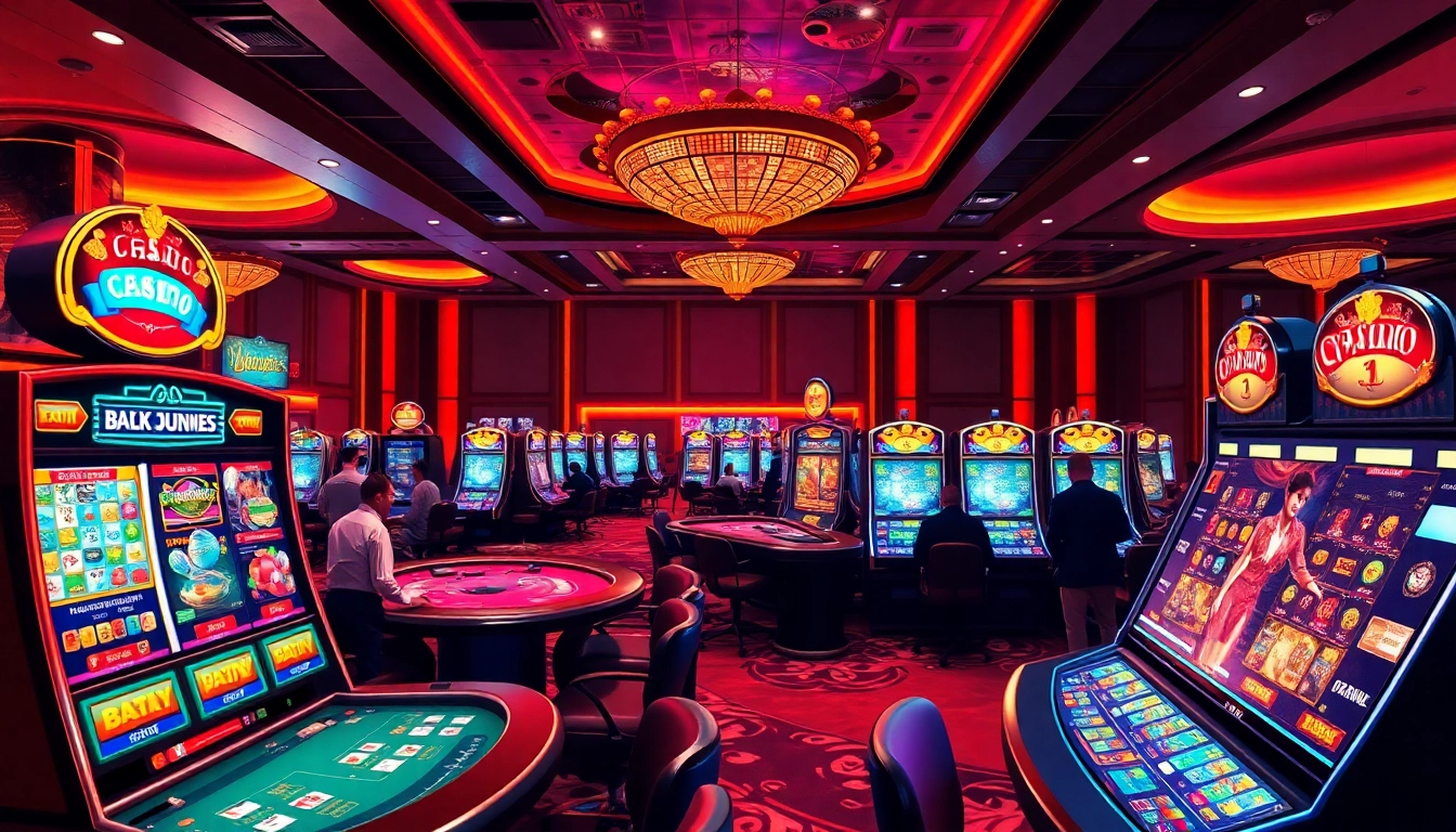 Jouez à des jeux captivants sur casino en ligne avec des tables de jeu et des machines à sous colorées.