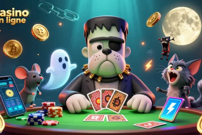 Jouez au casino en ligne avec le bulldog Frankenstein et la petite souris fantôme